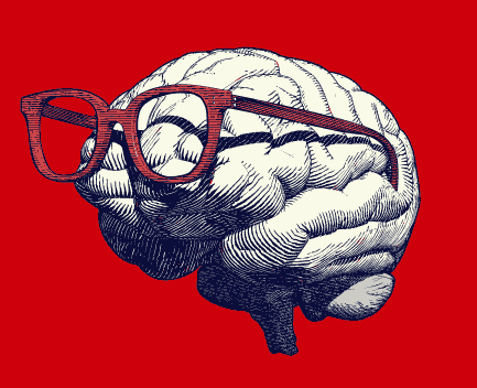 cerebro intelectual con lentes